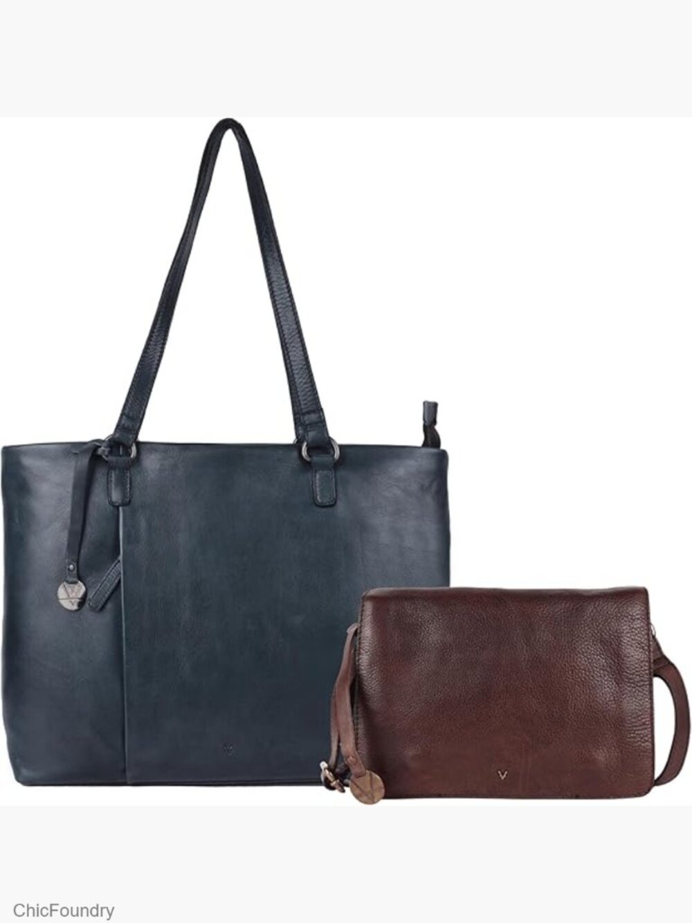 Genuine Italian Leather Tote Crossbody Satchel Set - 3 Bags